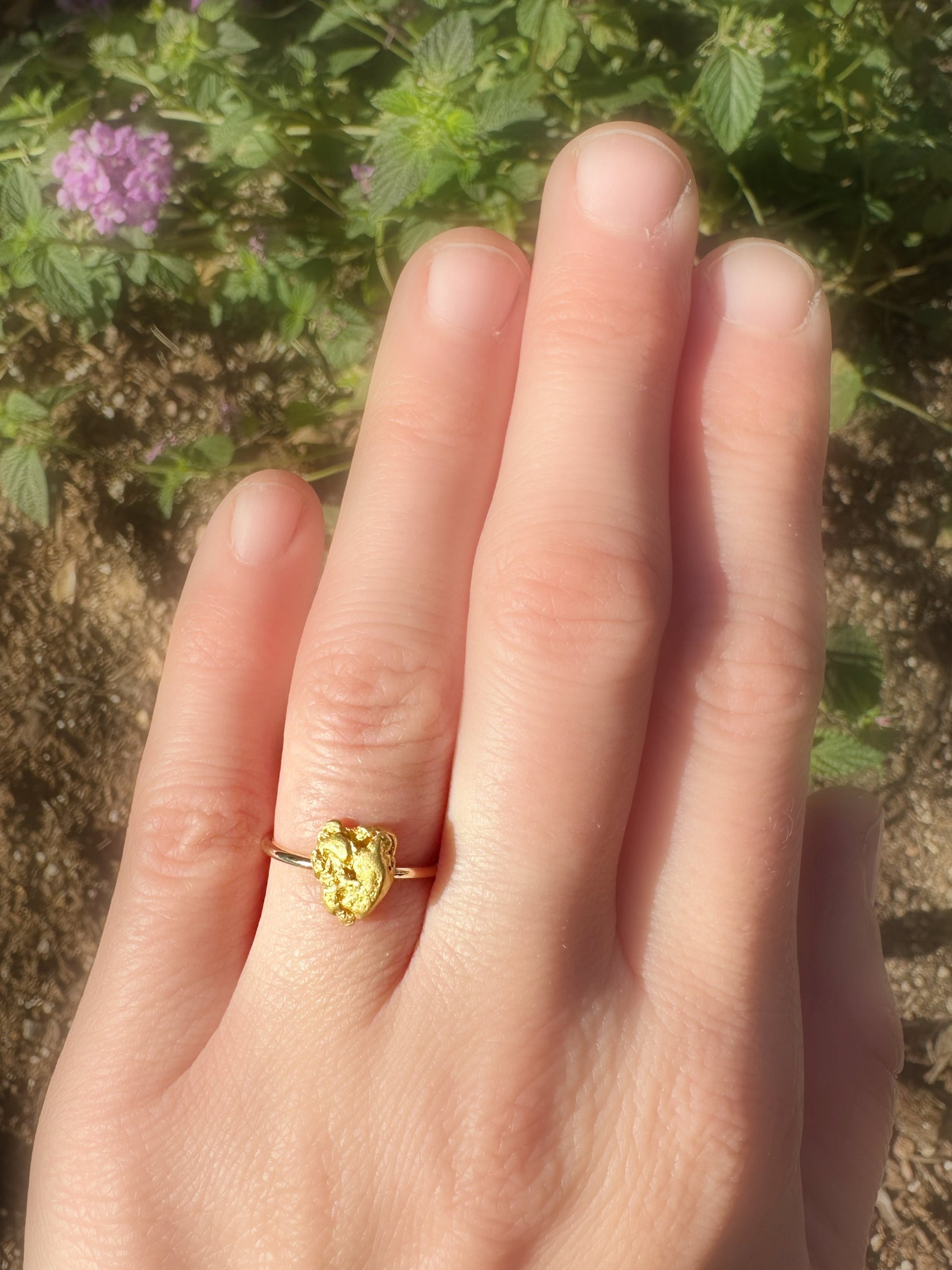 unique dainty gold nugget ring