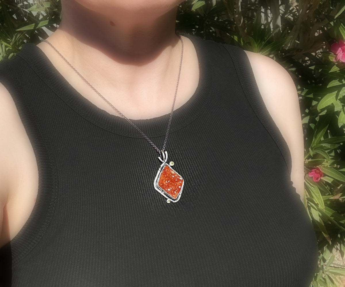 garnet crystal necklace