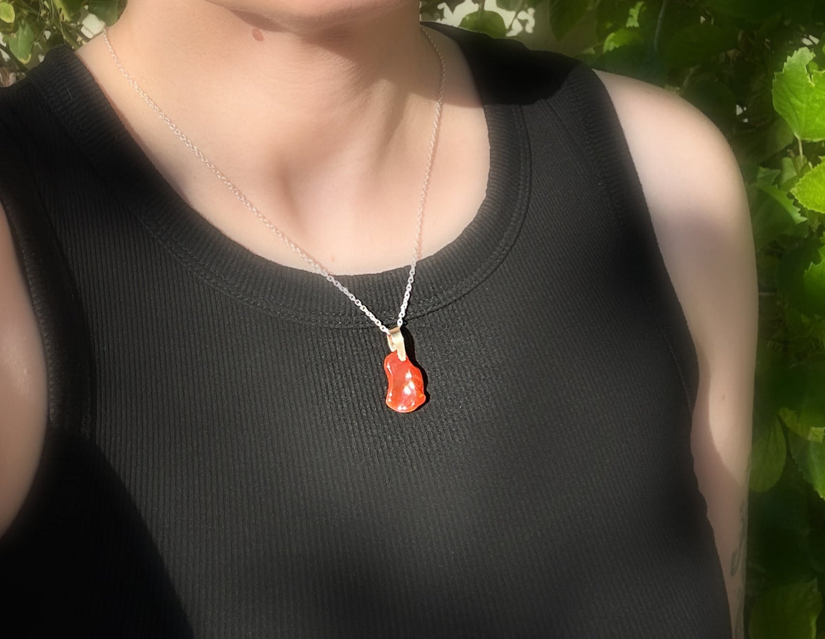 genuine Mexican Fire Opal Necklace for women Fire opal nugget