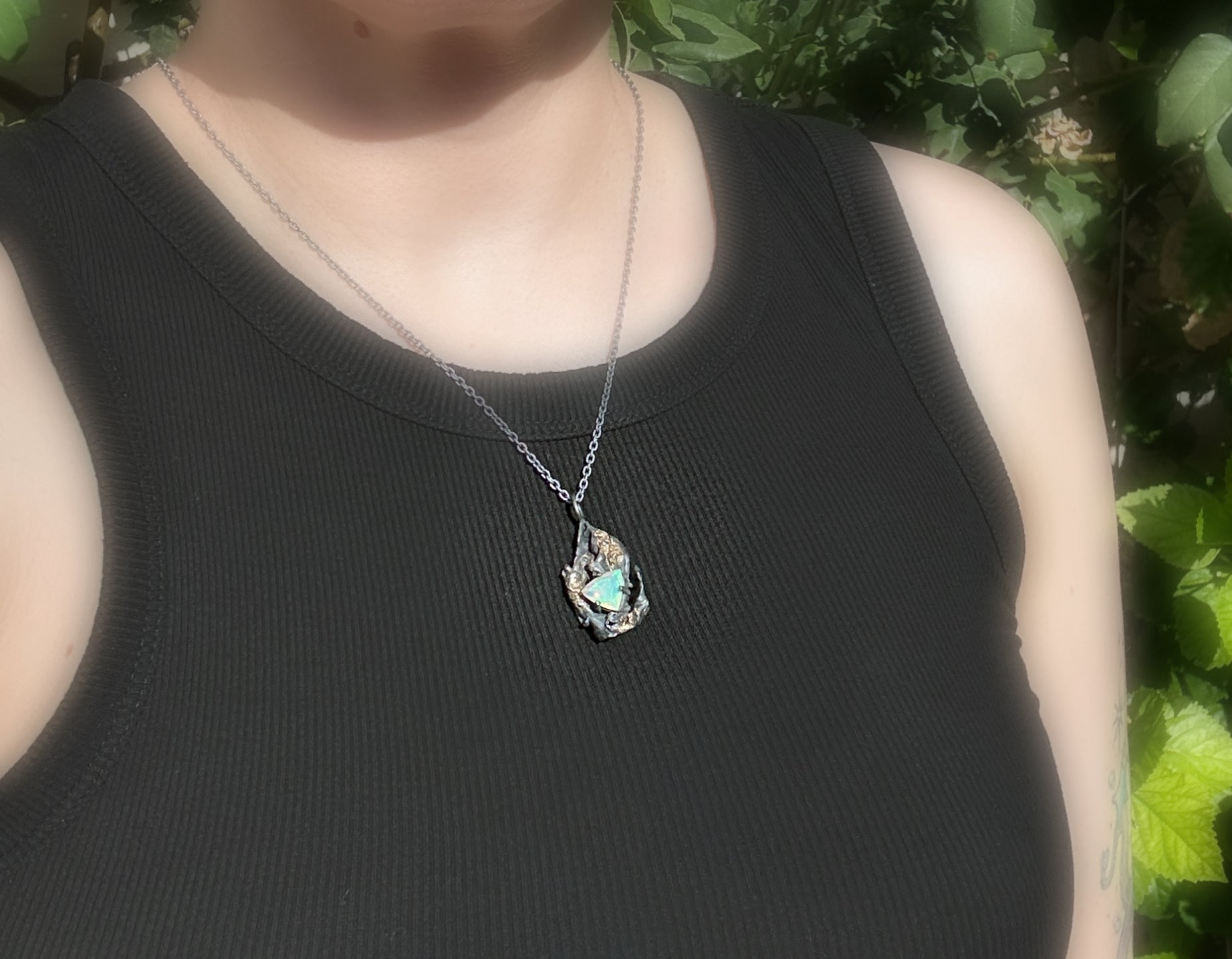 Opal pendant necklace