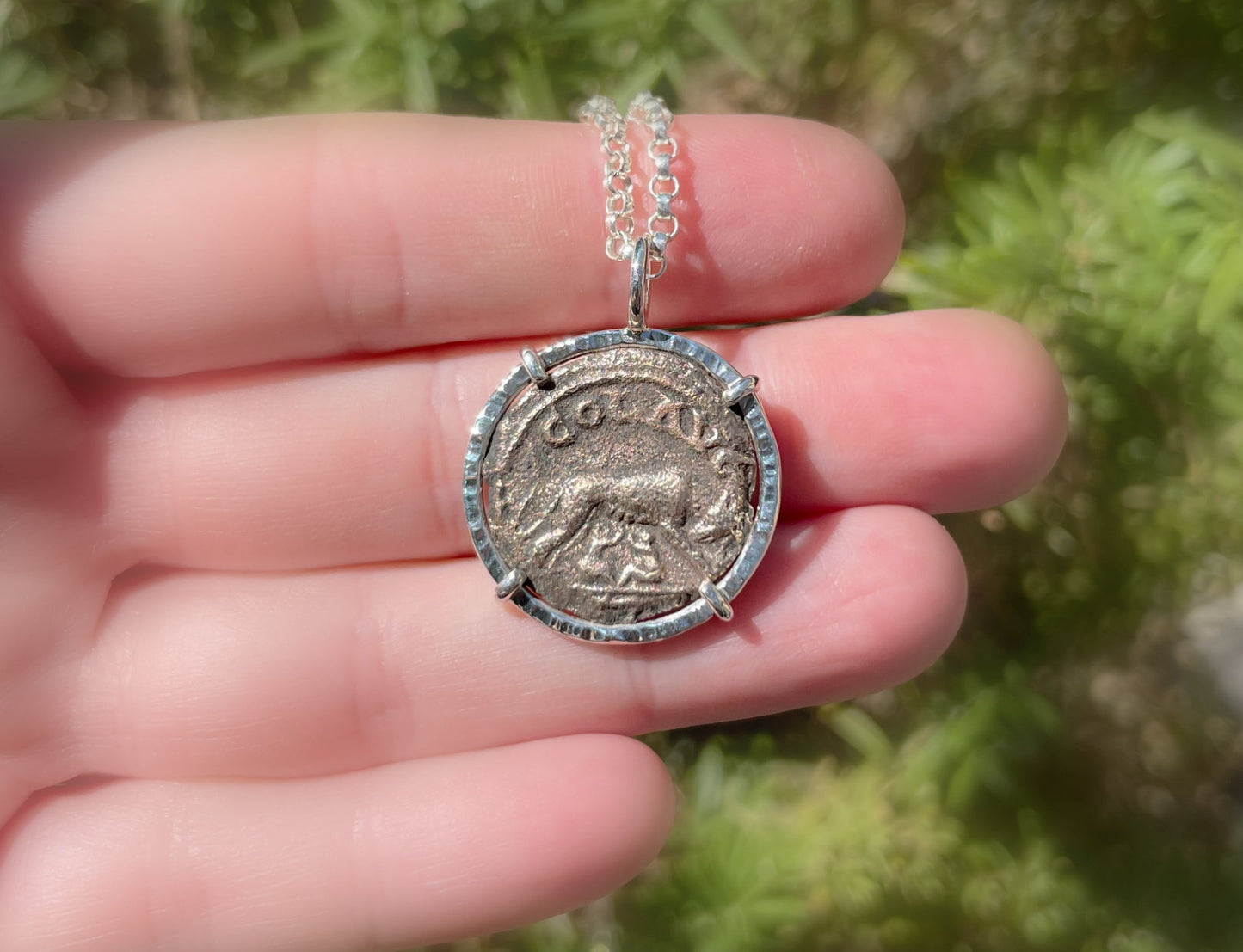 she-wolf coin necklace