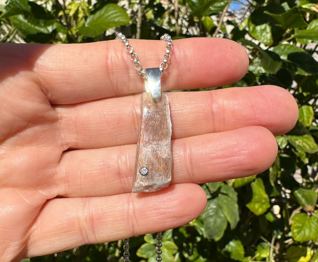 genuine Meteor Shower Sunstone charm necklace