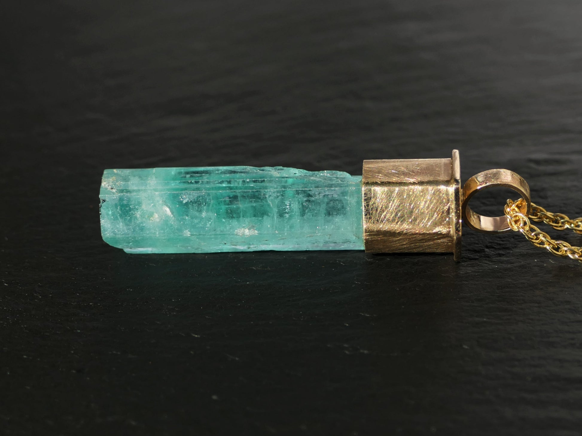 14K gold Vanadium Emerald crystal necklace