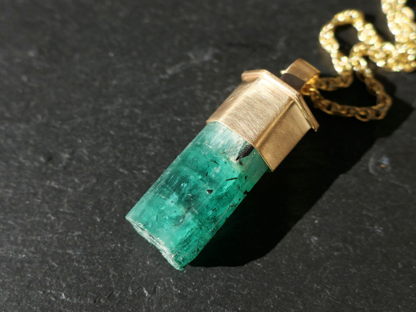 Emerald crystal pendant for men
