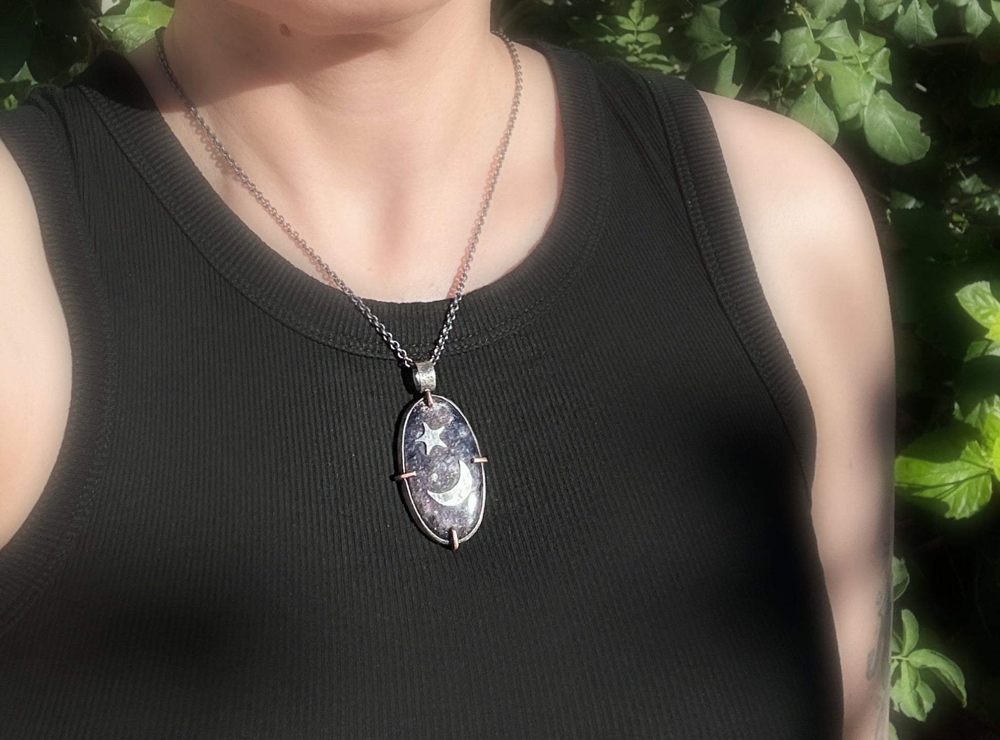 Chatoyant Iolite Sunstone Necklace for men and women
