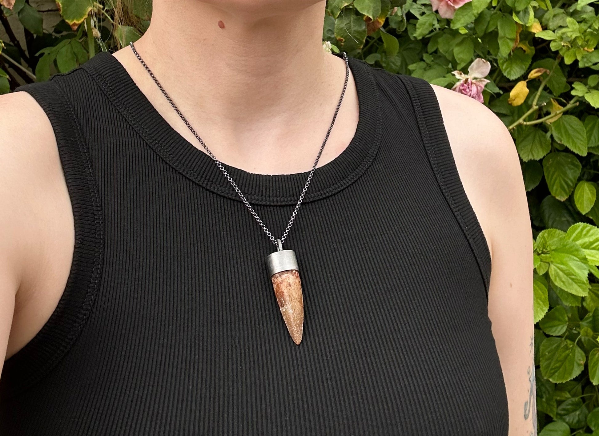 real Spinosaurus tooth necklace for women