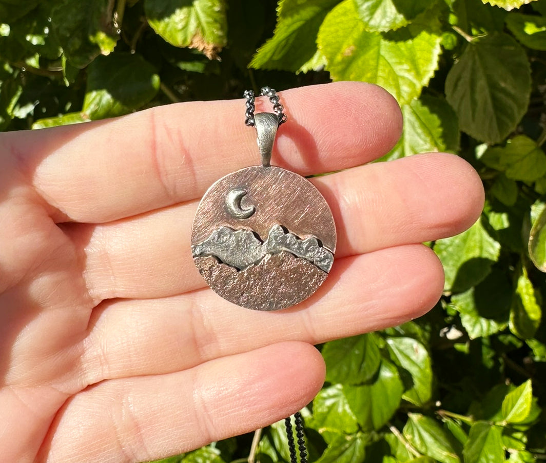 Mixed Metal Mountain Pendant Charm 