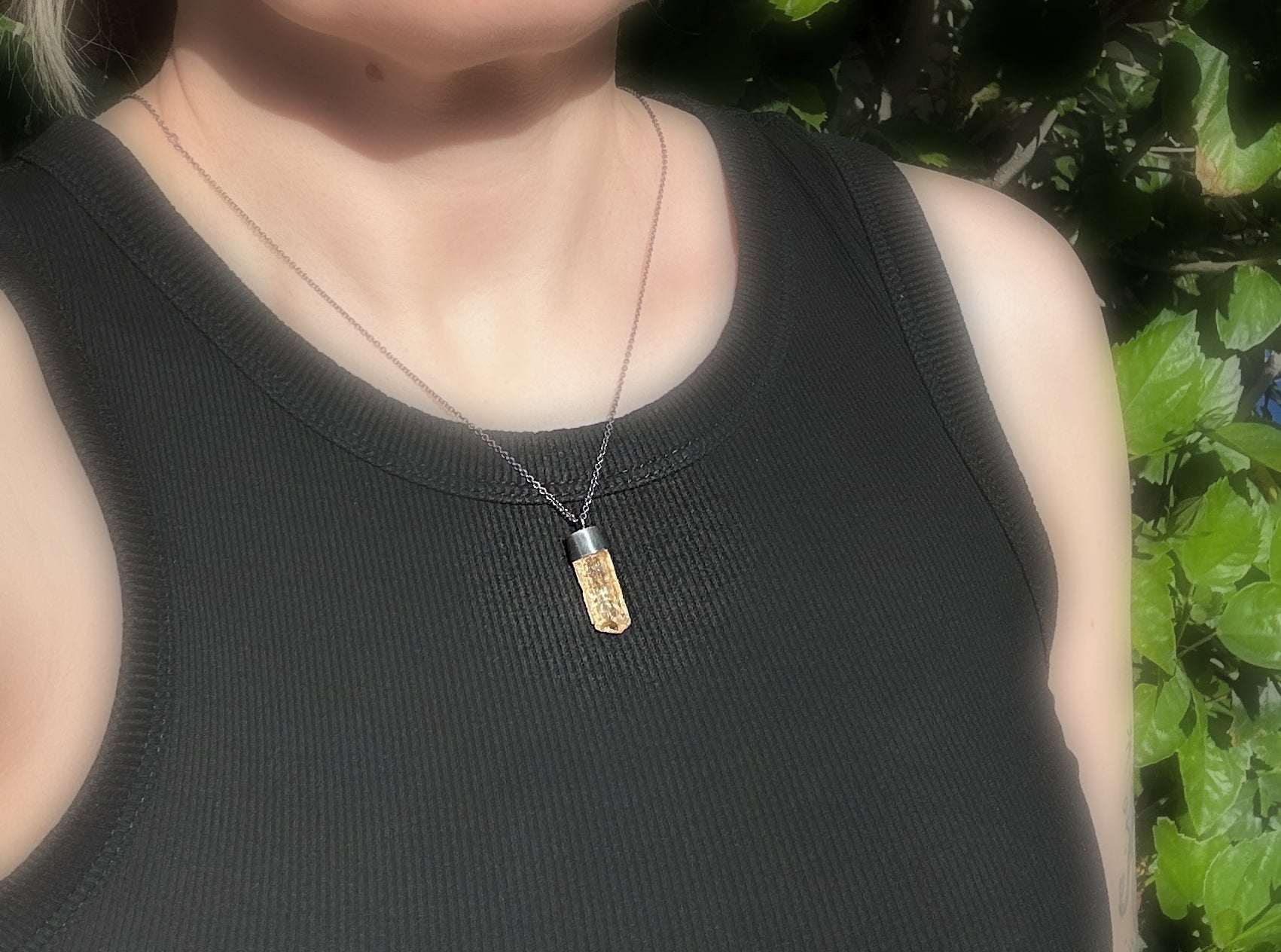 Raw Imperial Topaz pendant necklace