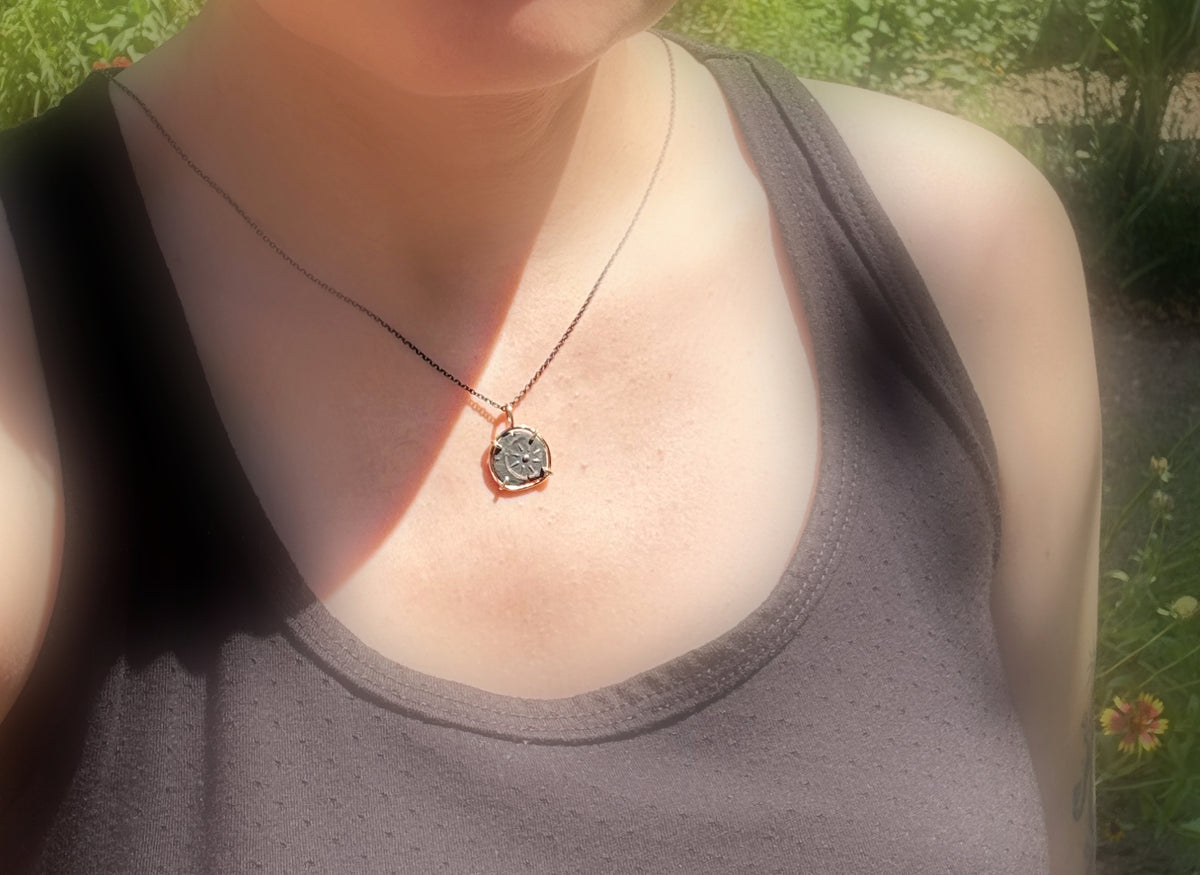 Ancient Widows Mite Coin Pendant: Sterling Silver Biblical Necklace