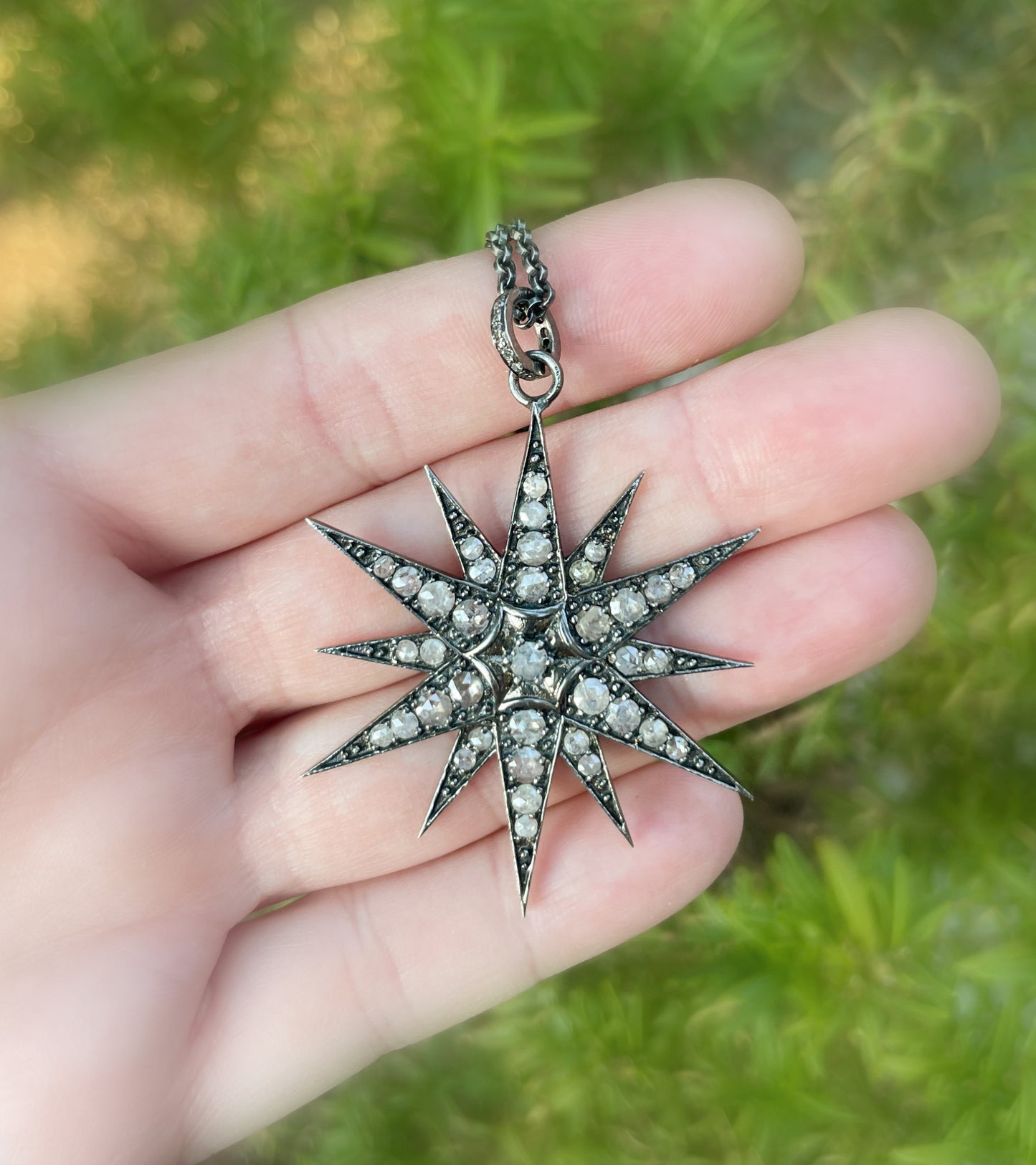 North Star pendant, star burst necklace