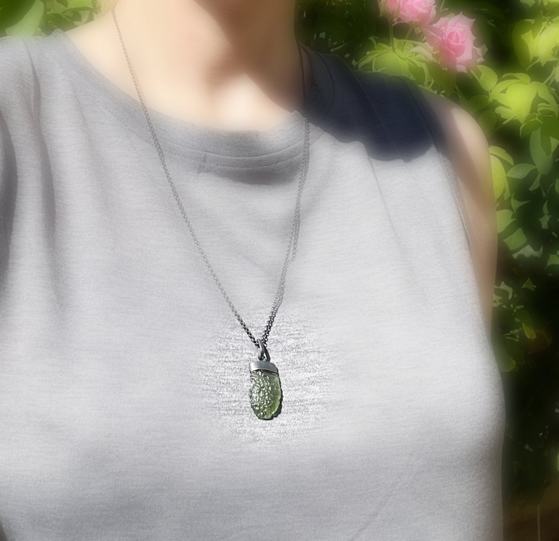 green moldavite necklace