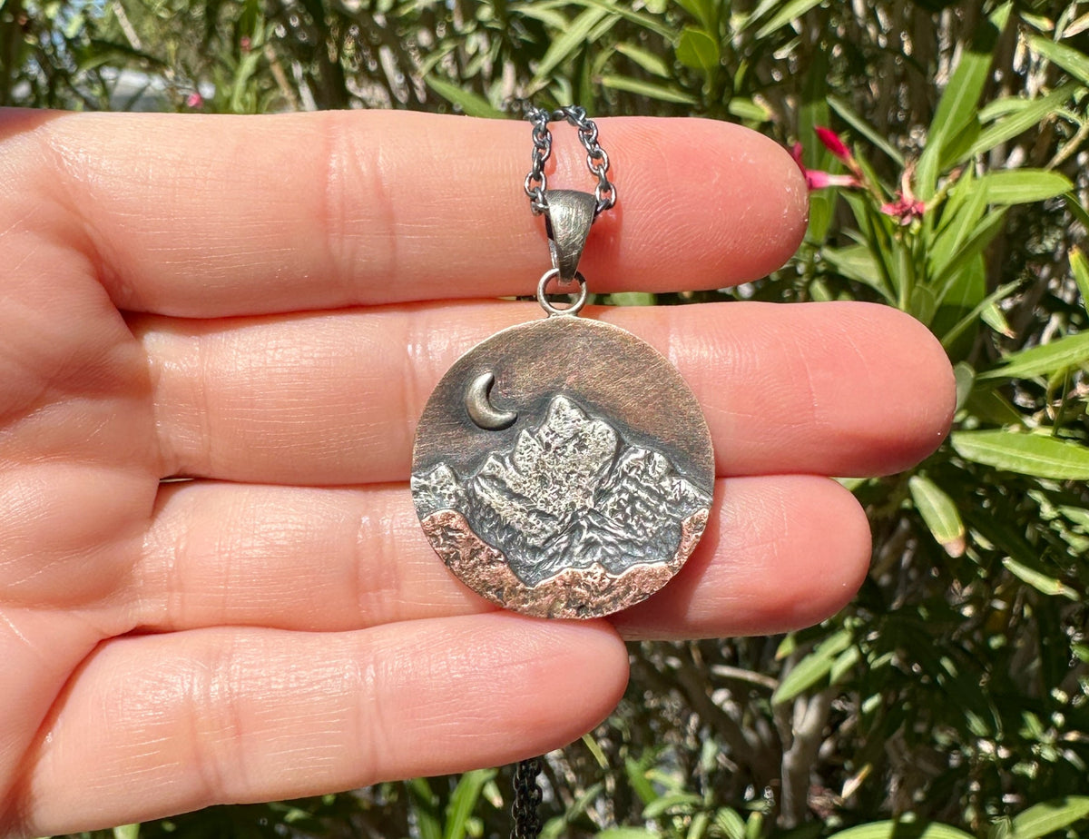 Rustic mountain pendant charm