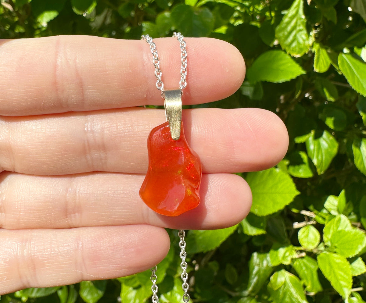 genuine Mexican Fire Opal Necklace for men