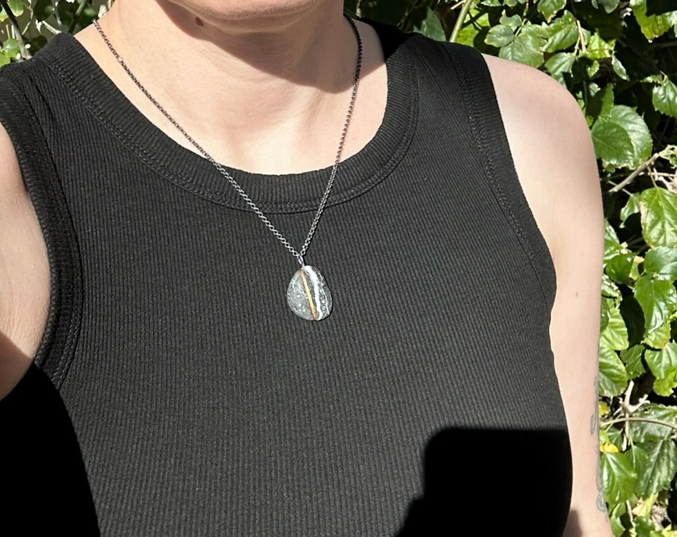 diamond River stone pendant unique gift