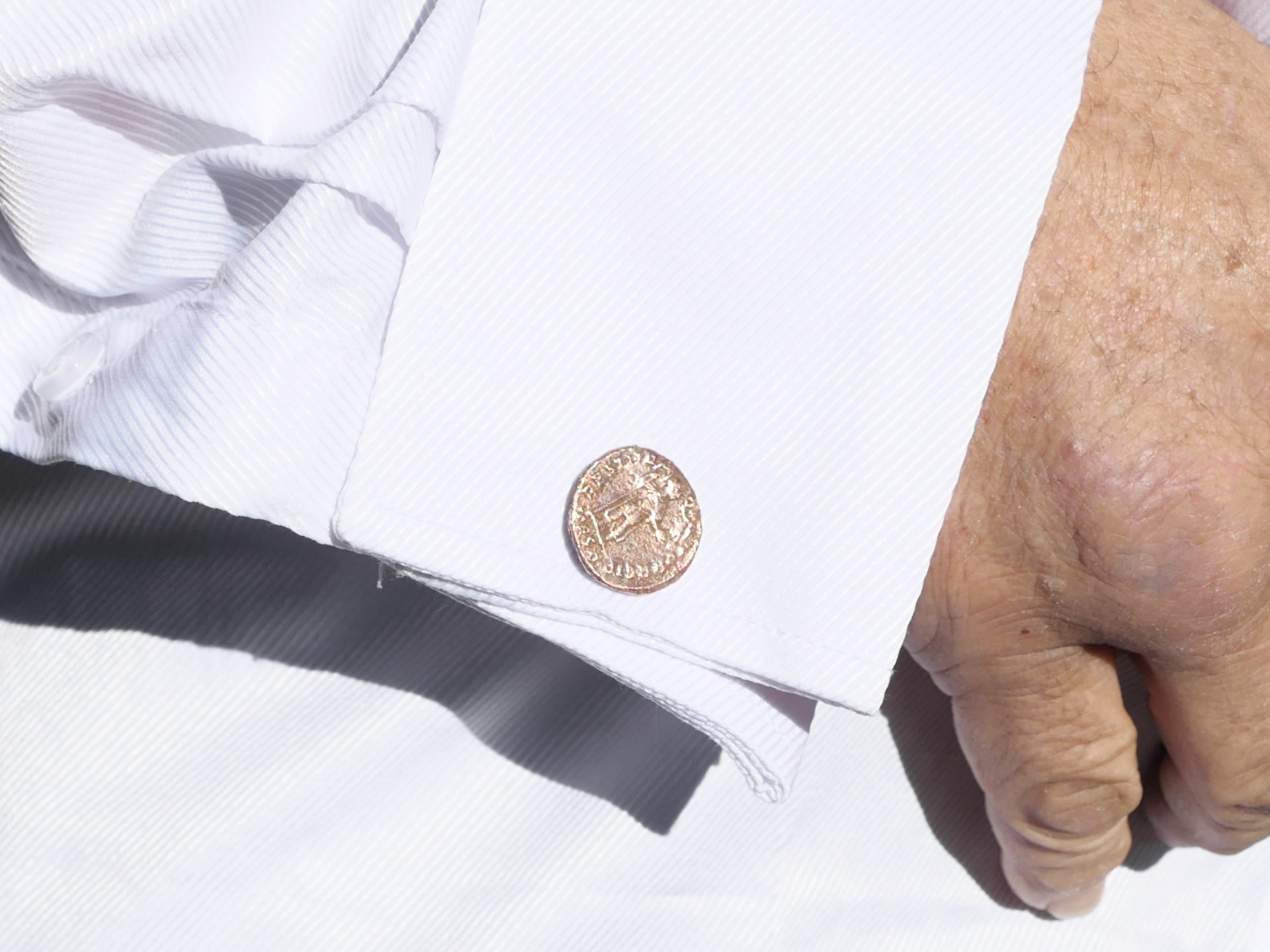 Coin cufflinks with real ancient coins