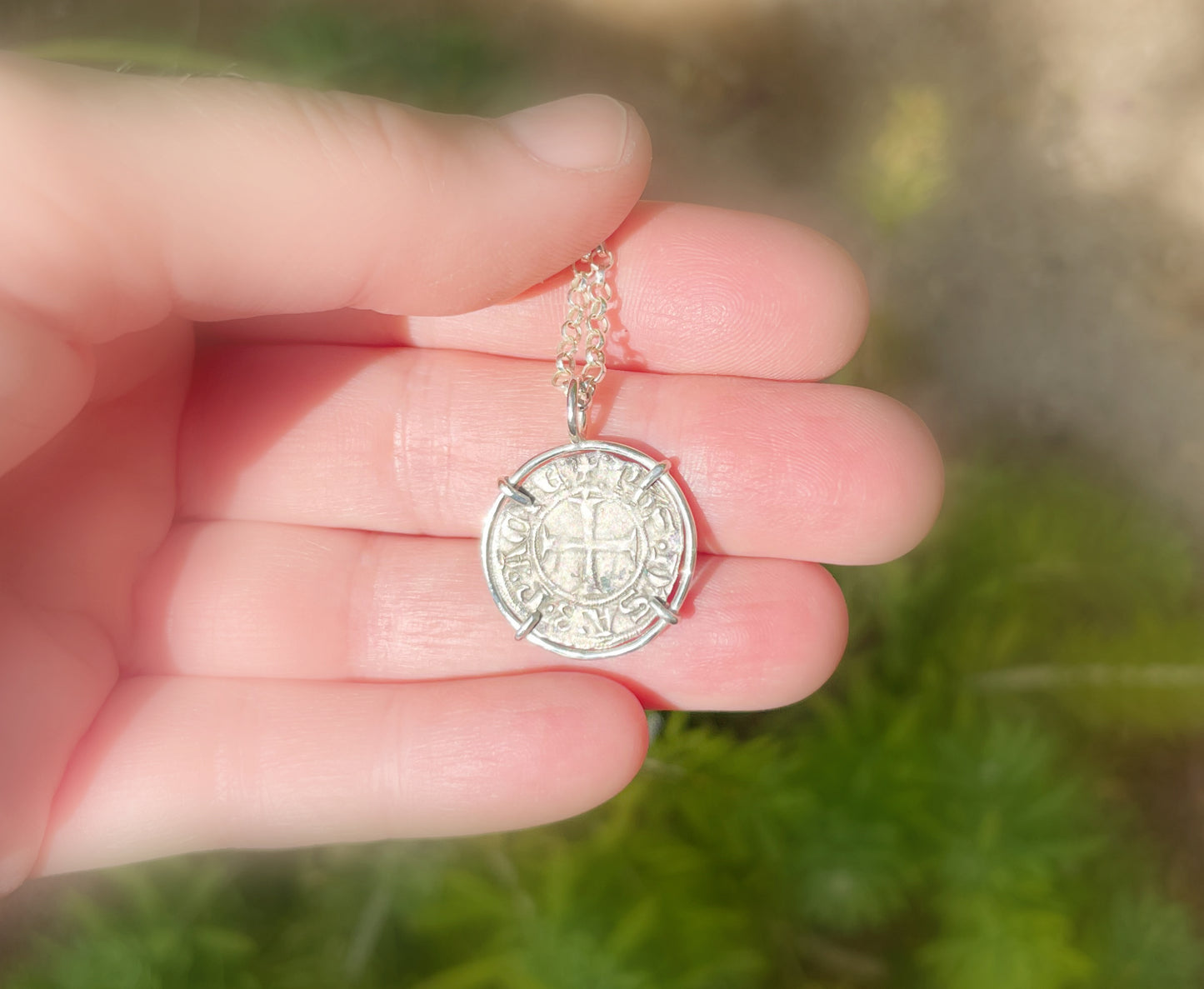 medieval Crusader coin pendant 