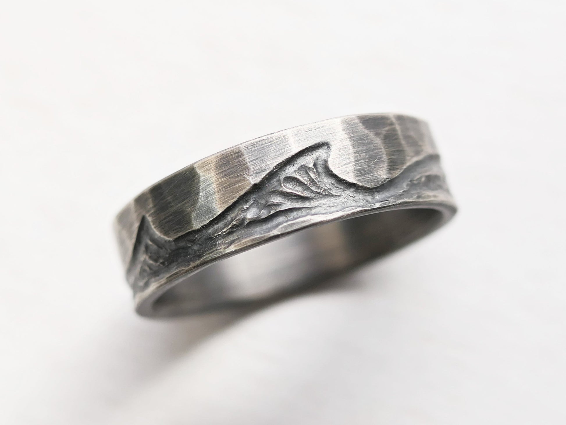 silver wave ring Ocean wedding band