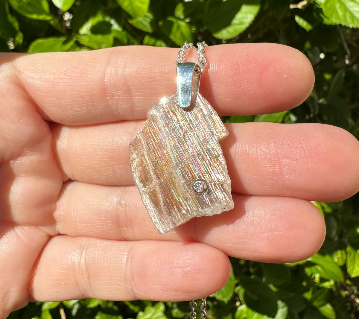 one of a kind Meteor Shower Sunstone pendant
