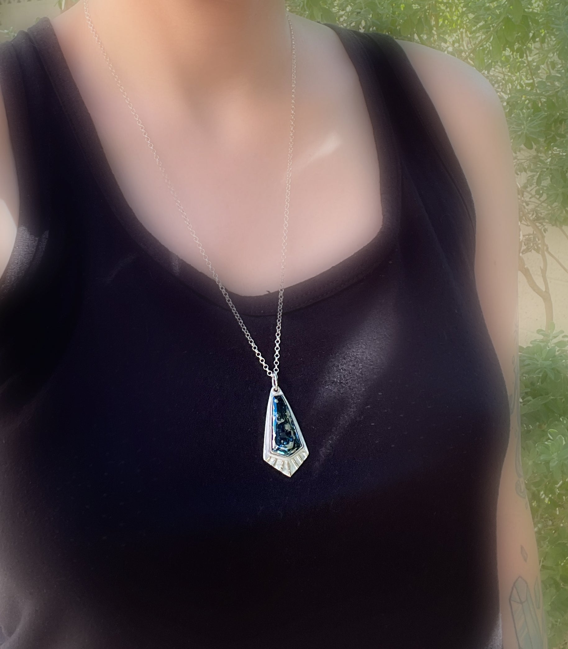 covellite necklace pendant