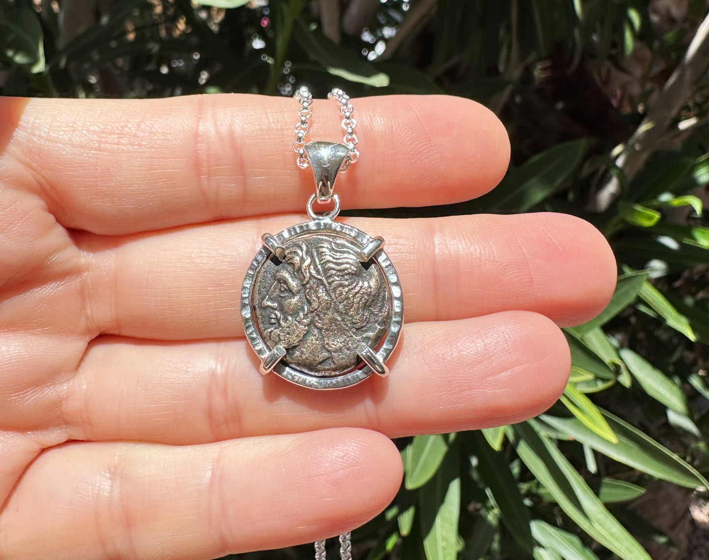 genuine ancient Greek Poseidon coin pendant