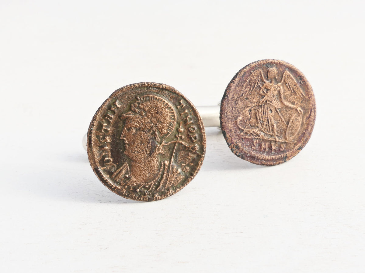 Roman Coin Cufflinks unique gift for men Victory Angel Coins