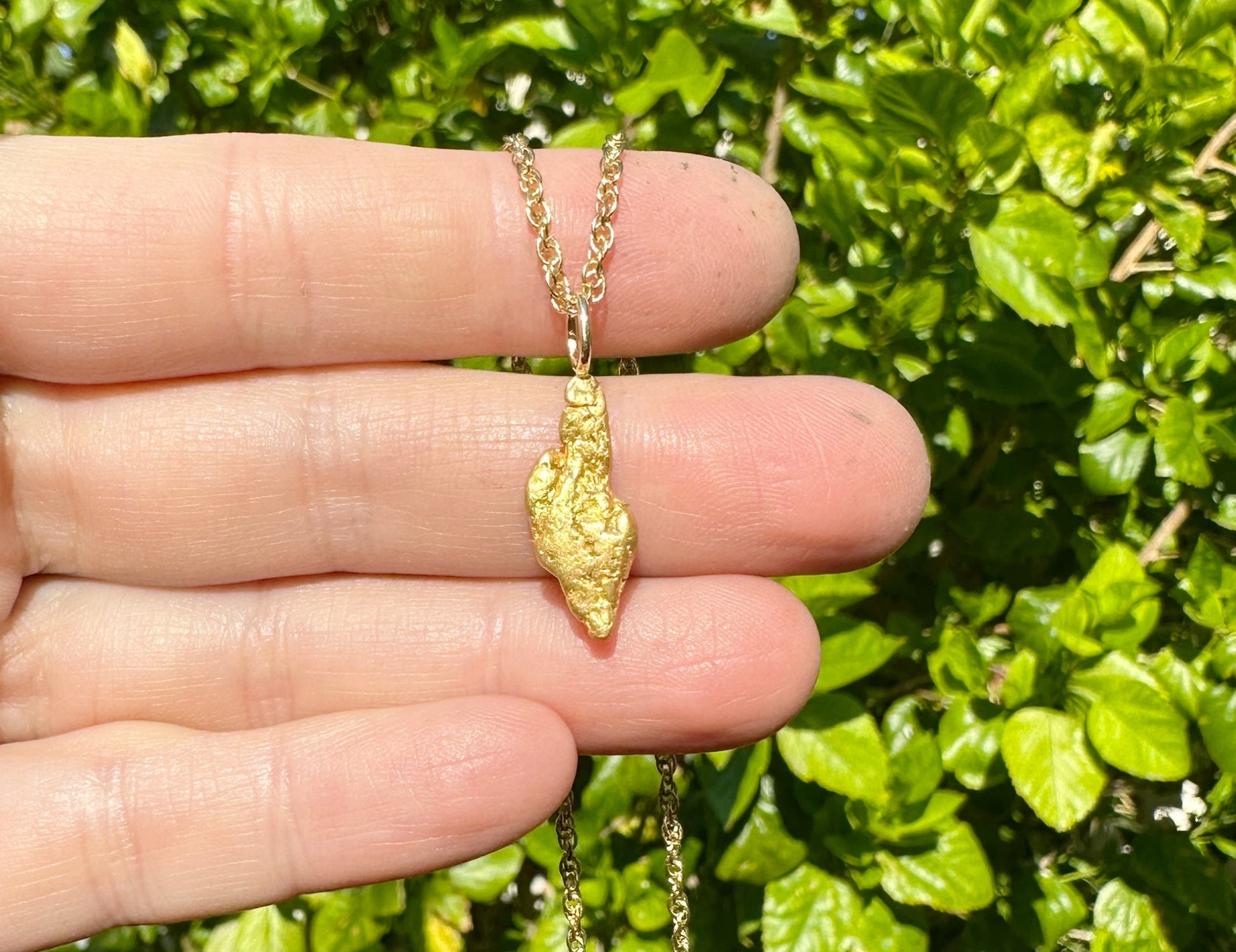 Genuine placer gold nugget pendant necklace 22K natural Australian gold jewelry gift