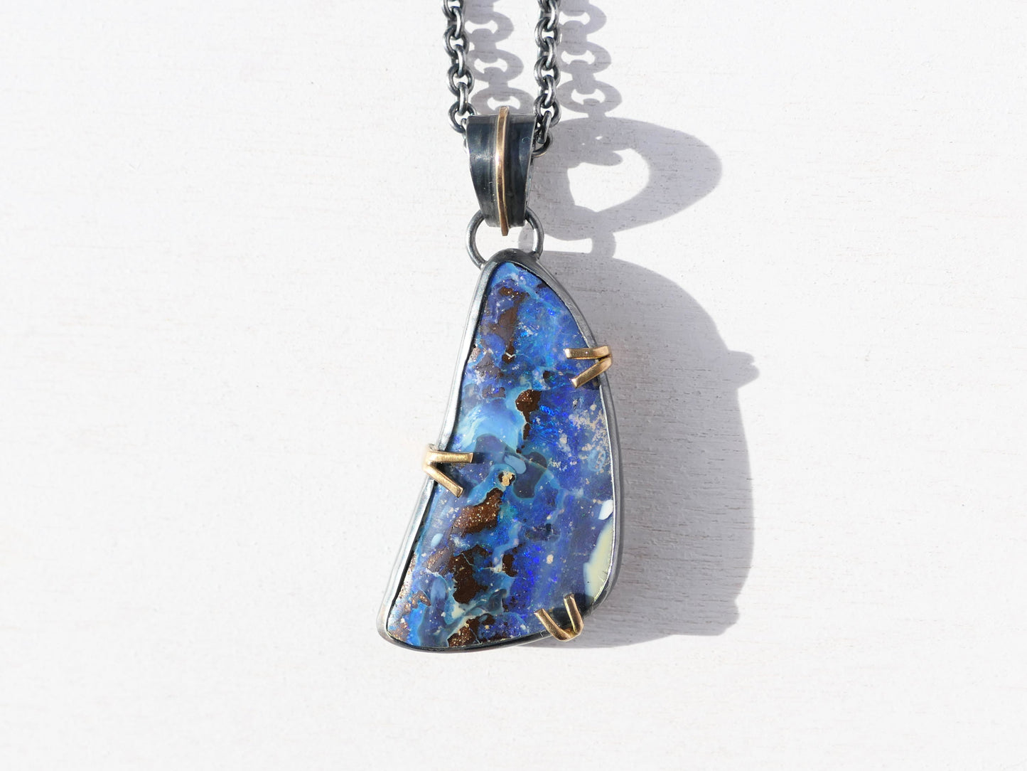 Big Blue Boulder Opal Necklace