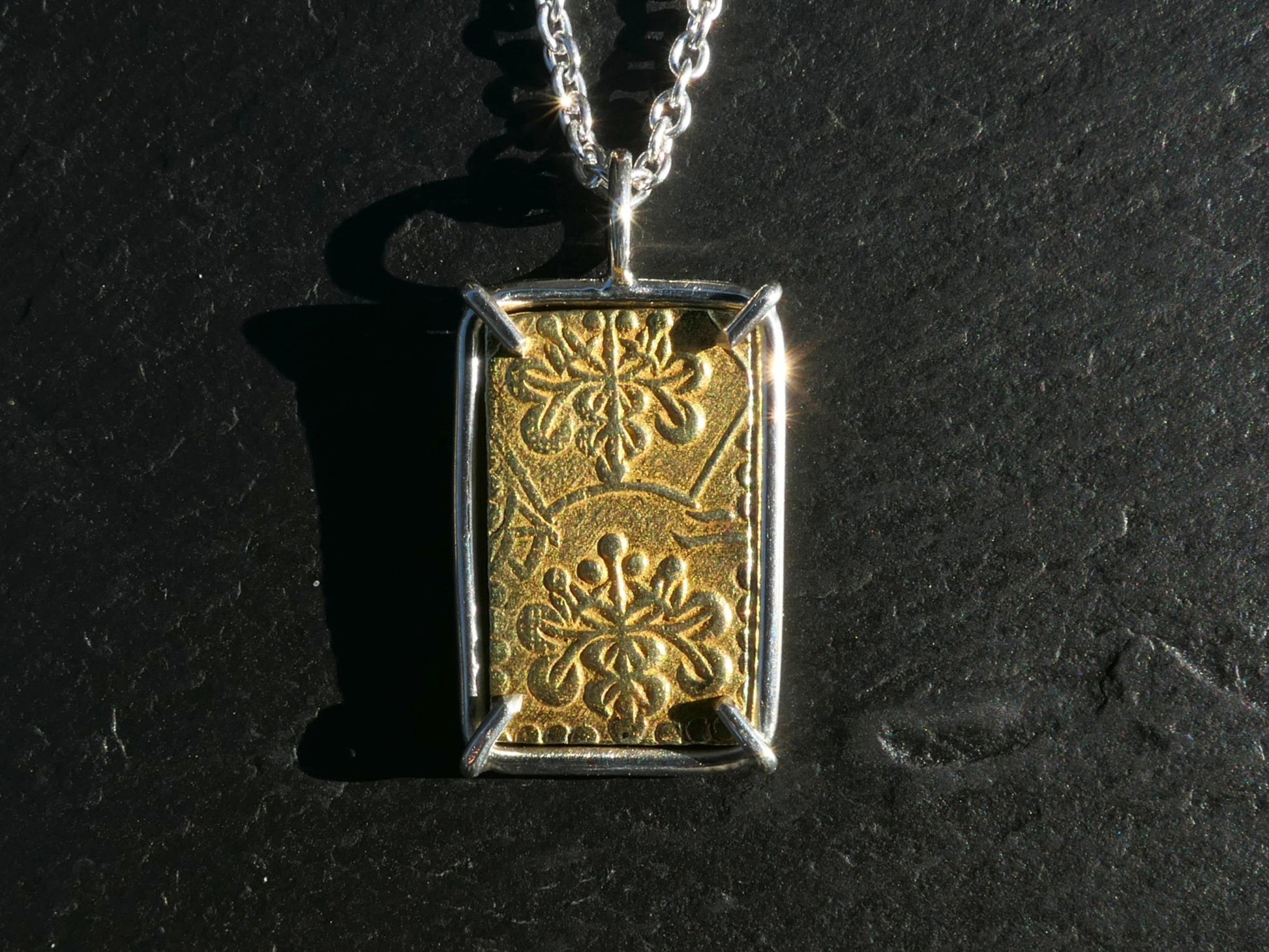 Genuine Nibu-kin coin set in sterling silver