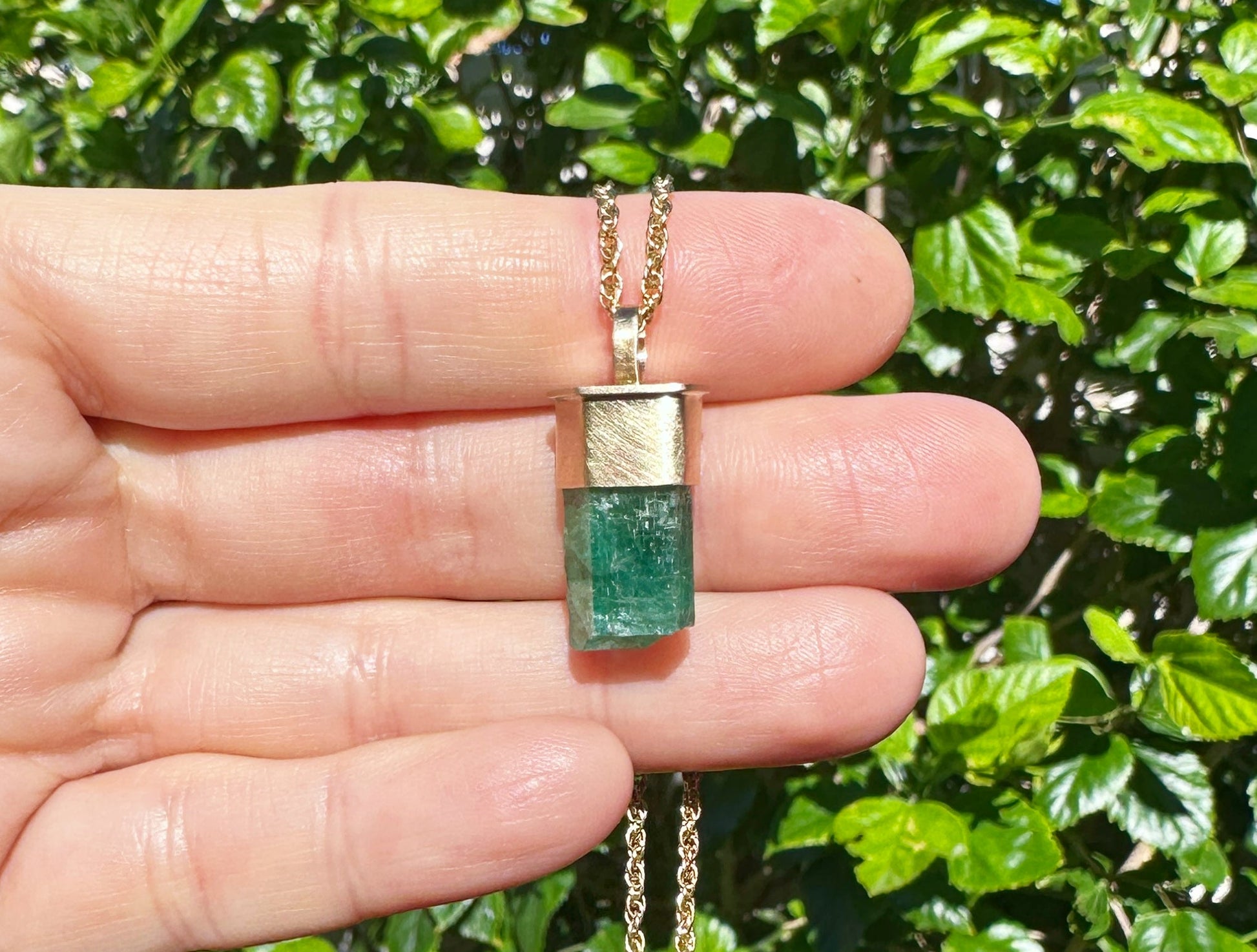 Emerald Crystal gold charm