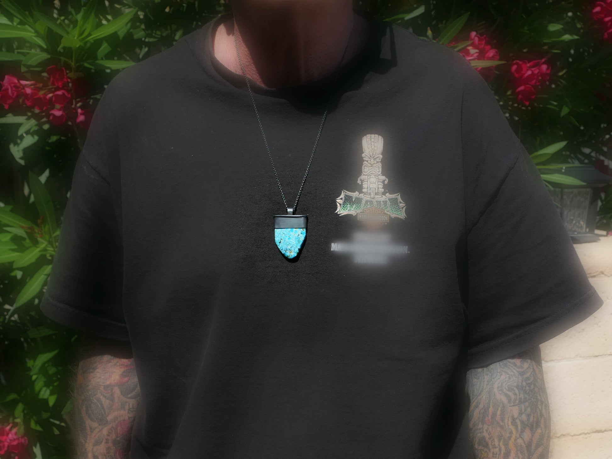 large blue turquoise pendant necklace