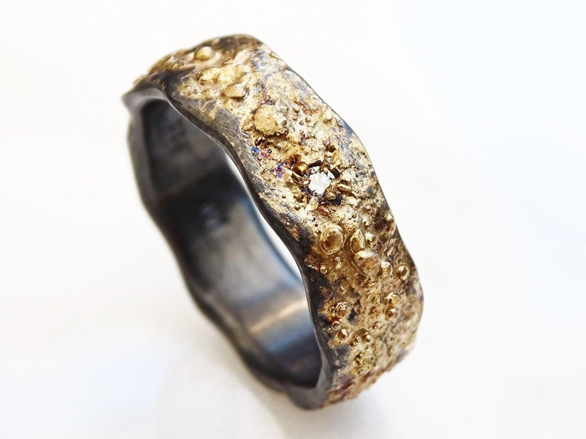 Diamond wedding band for men gold silver ring