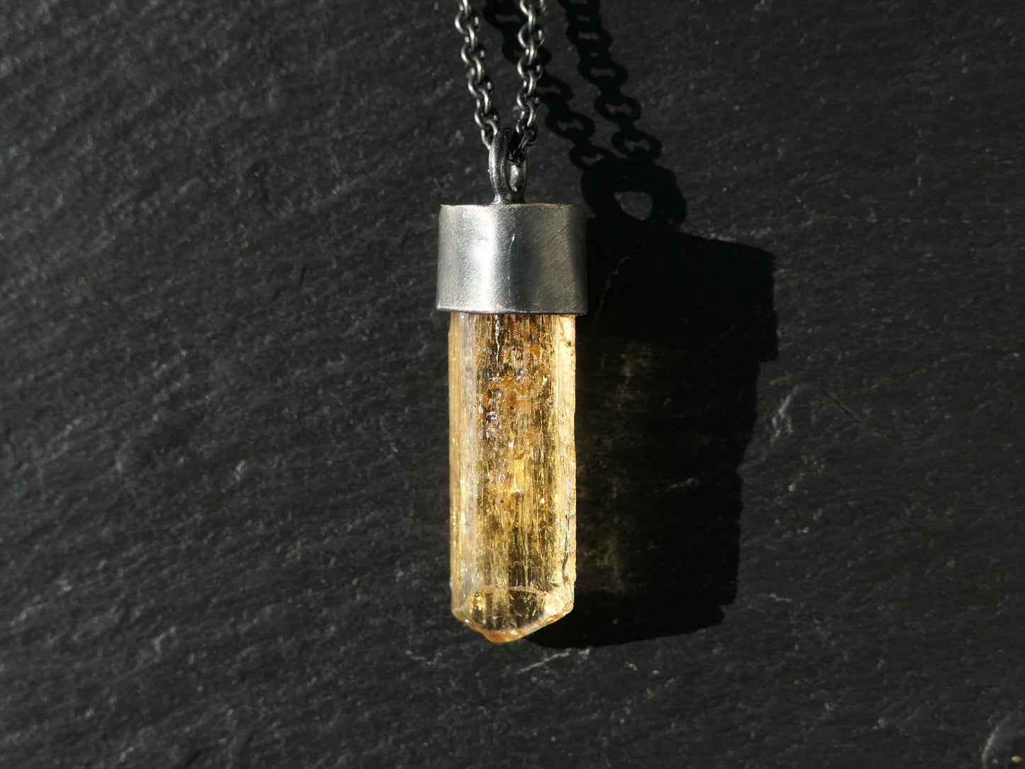 Raw Imperial Topaz pendant uncut Topaz crystal necklace