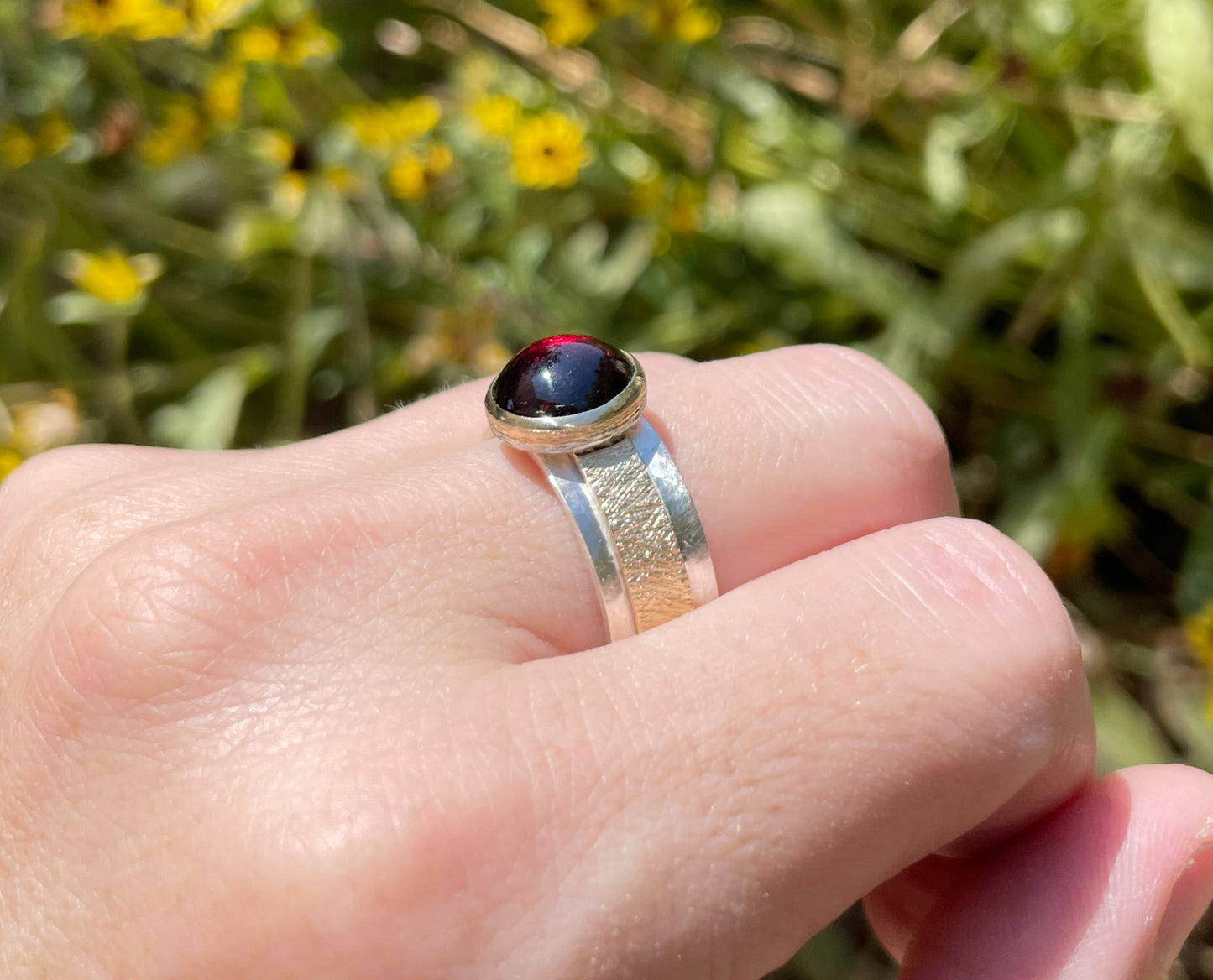 men's garnet statement ring