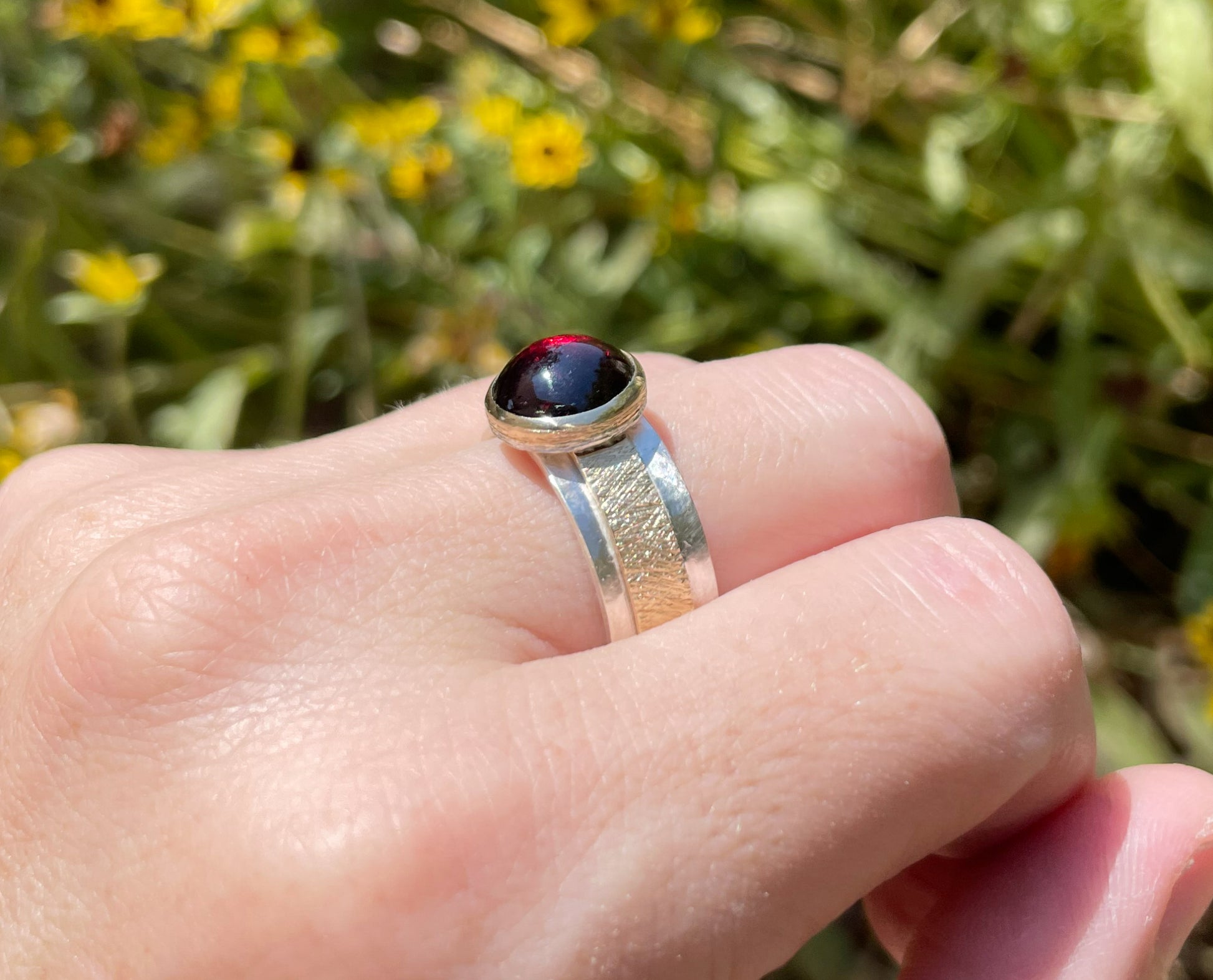 men's garnet statement ring