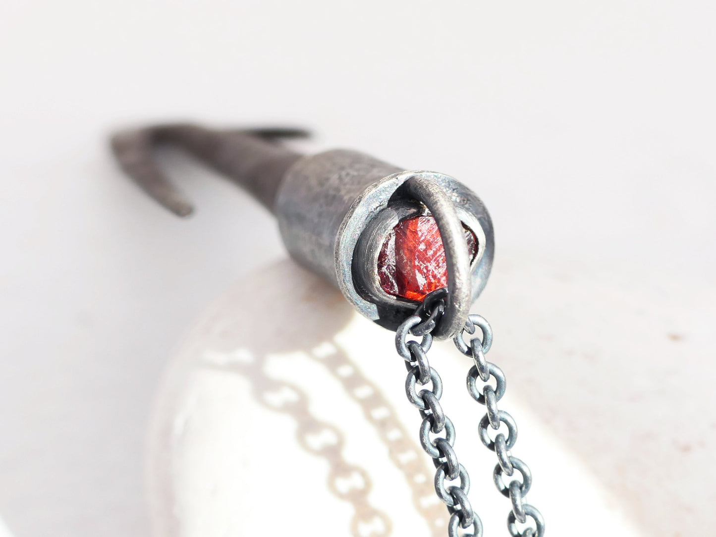 Iron Viking Arrowhead with garnet slice