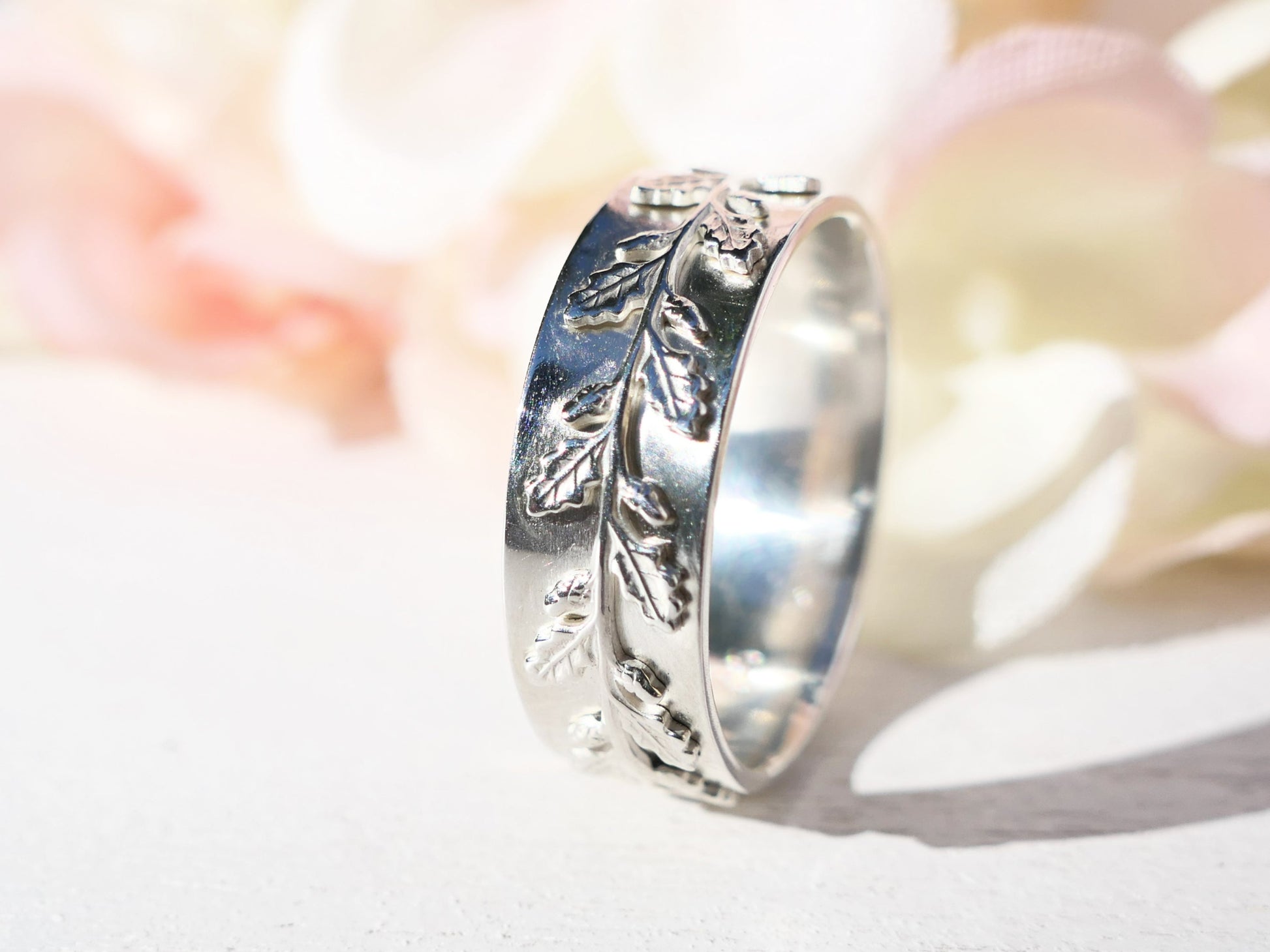 romantic leaf engagement ring sterling silver