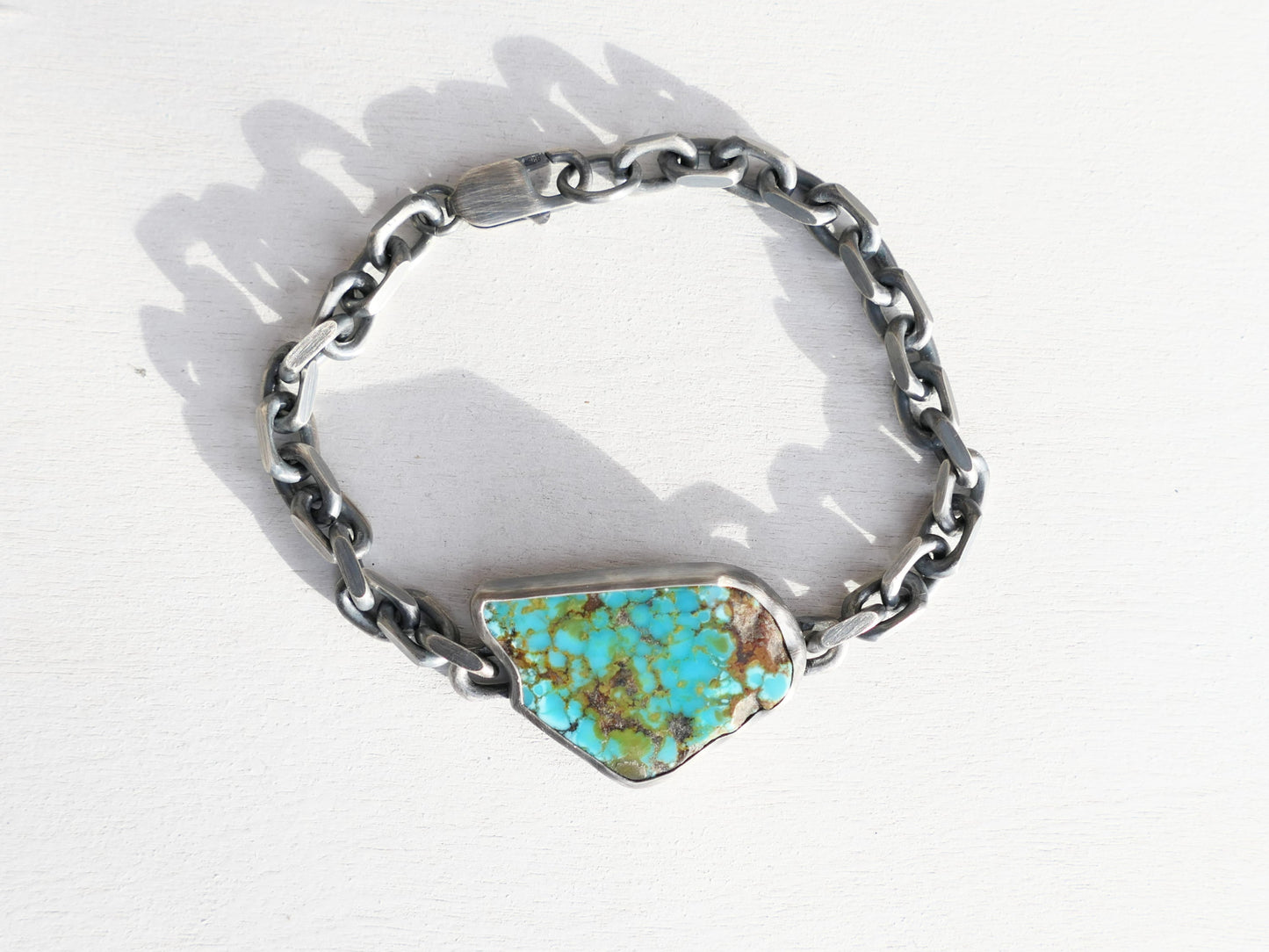 Heavy Turquoise Nugget Chain Bracelet