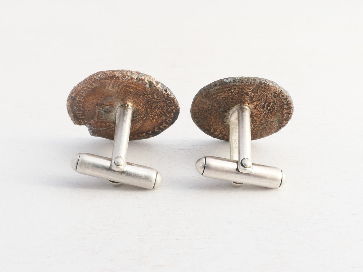 Genuine Roman Coin Cufflinks sterling silver backs