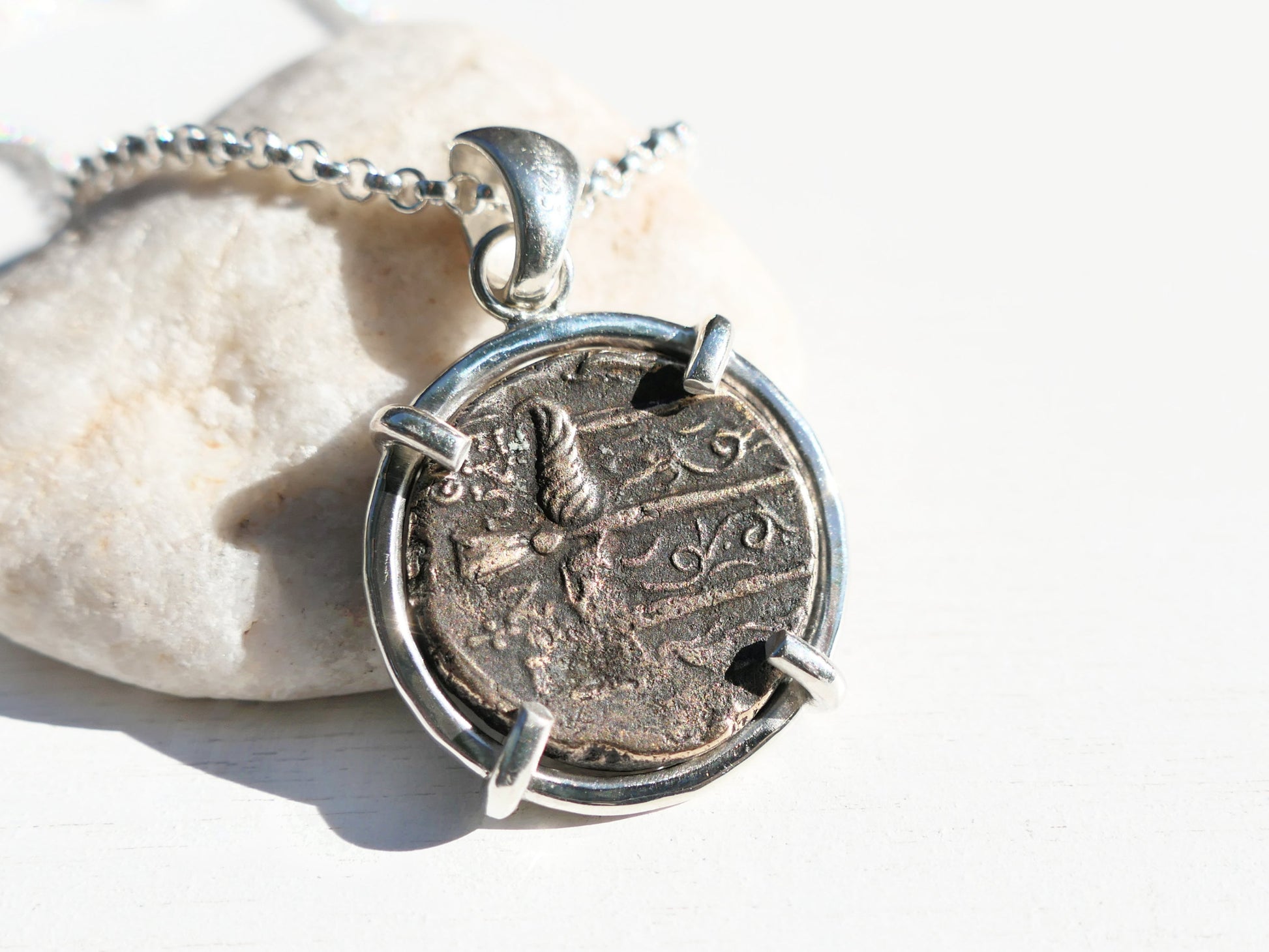 ancient Greek Poseidon coin pendant charm