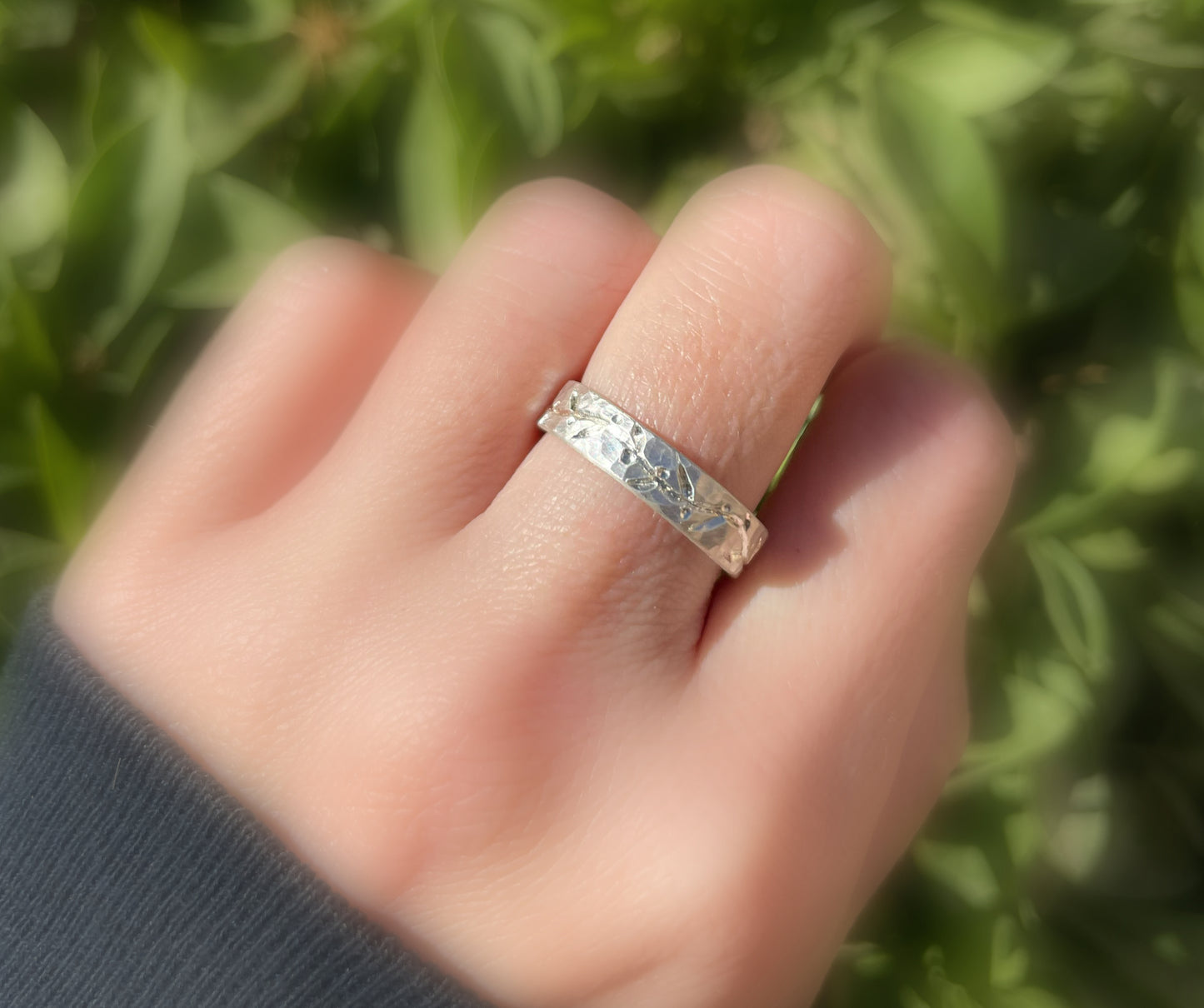 hand engraved silver vine ring - CrazyAss Jewelry Designs