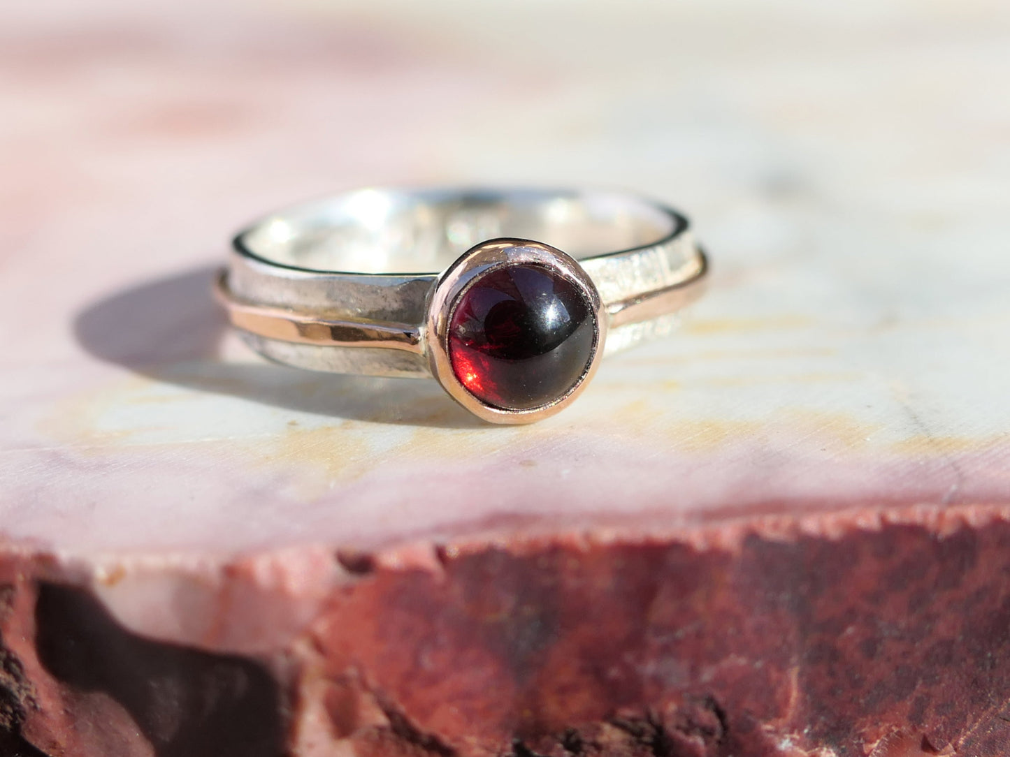 rose gold garnet ring