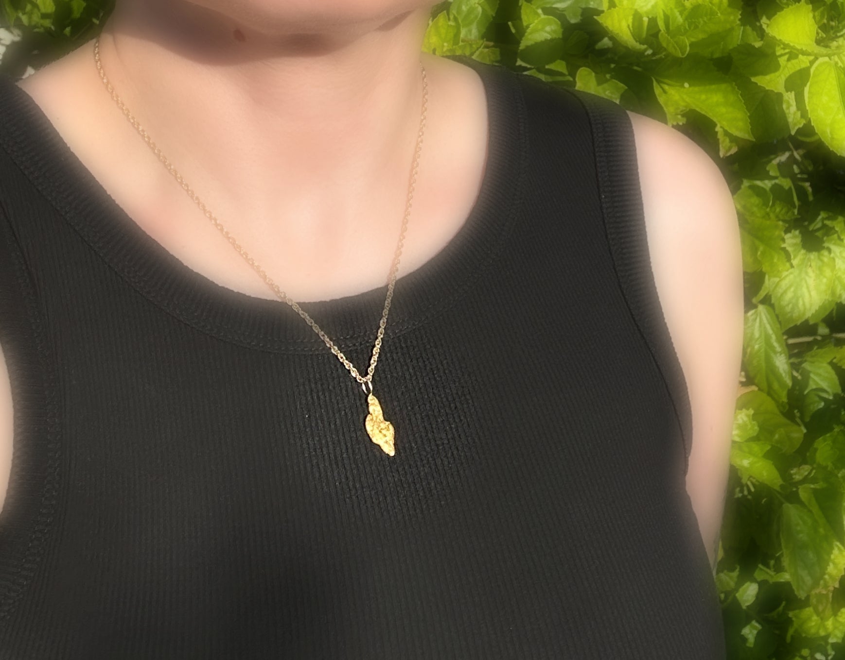 Genuine placer gold nugget pendant necklace 22K natural Australian gold jewelry gift