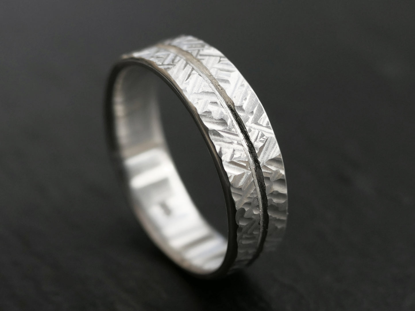 modern wedding band hammered ring