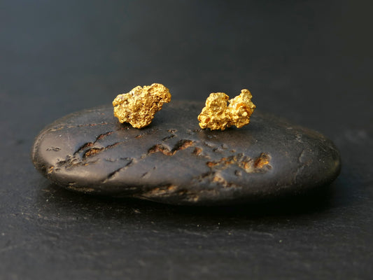small gold studs, natural gold nugget jewelry