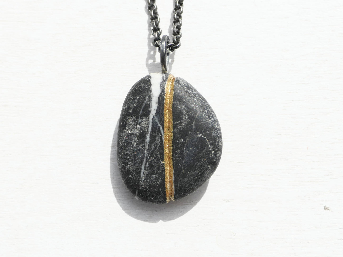 River stone pendant necklace beach stone jewelry