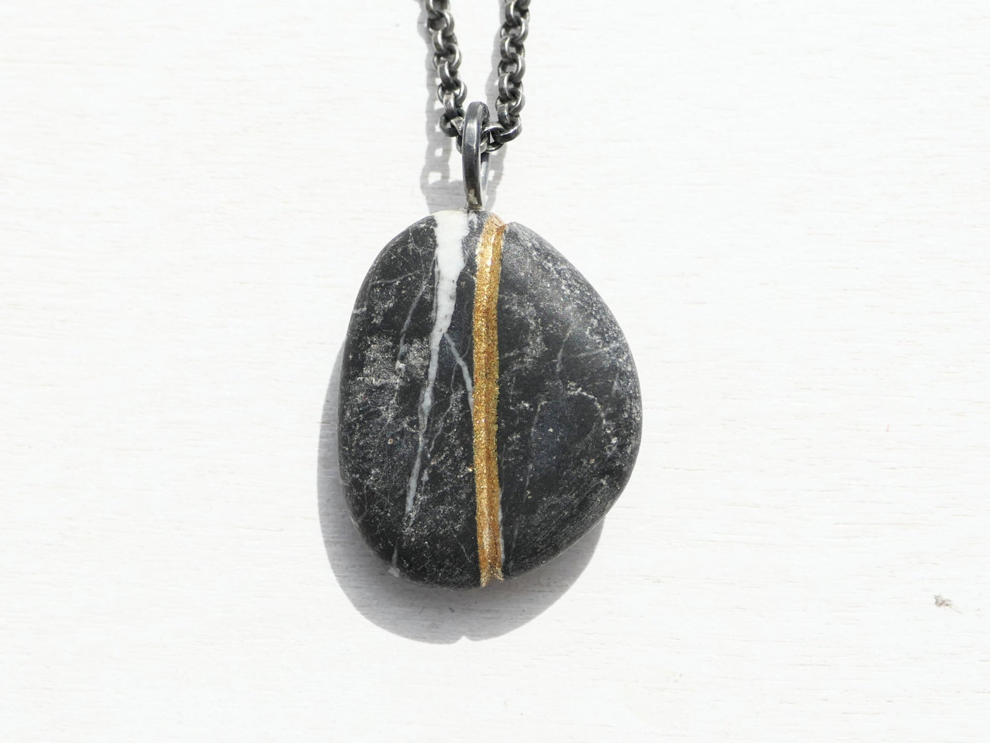 River stone pendant necklace beach stone jewelry
