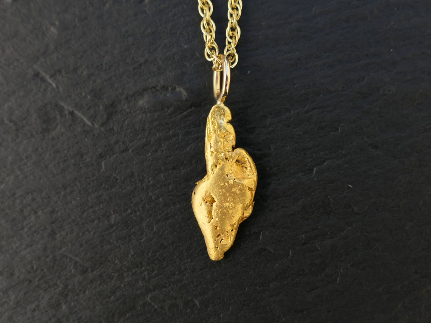 Genuine placer gold nugget pendant necklace 22K natural Australian gold jewelry gift