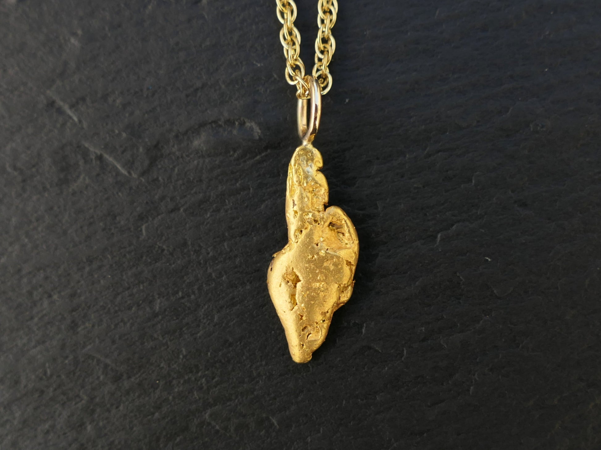 Genuine placer gold nugget pendant necklace 22K natural Australian gold jewelry gift