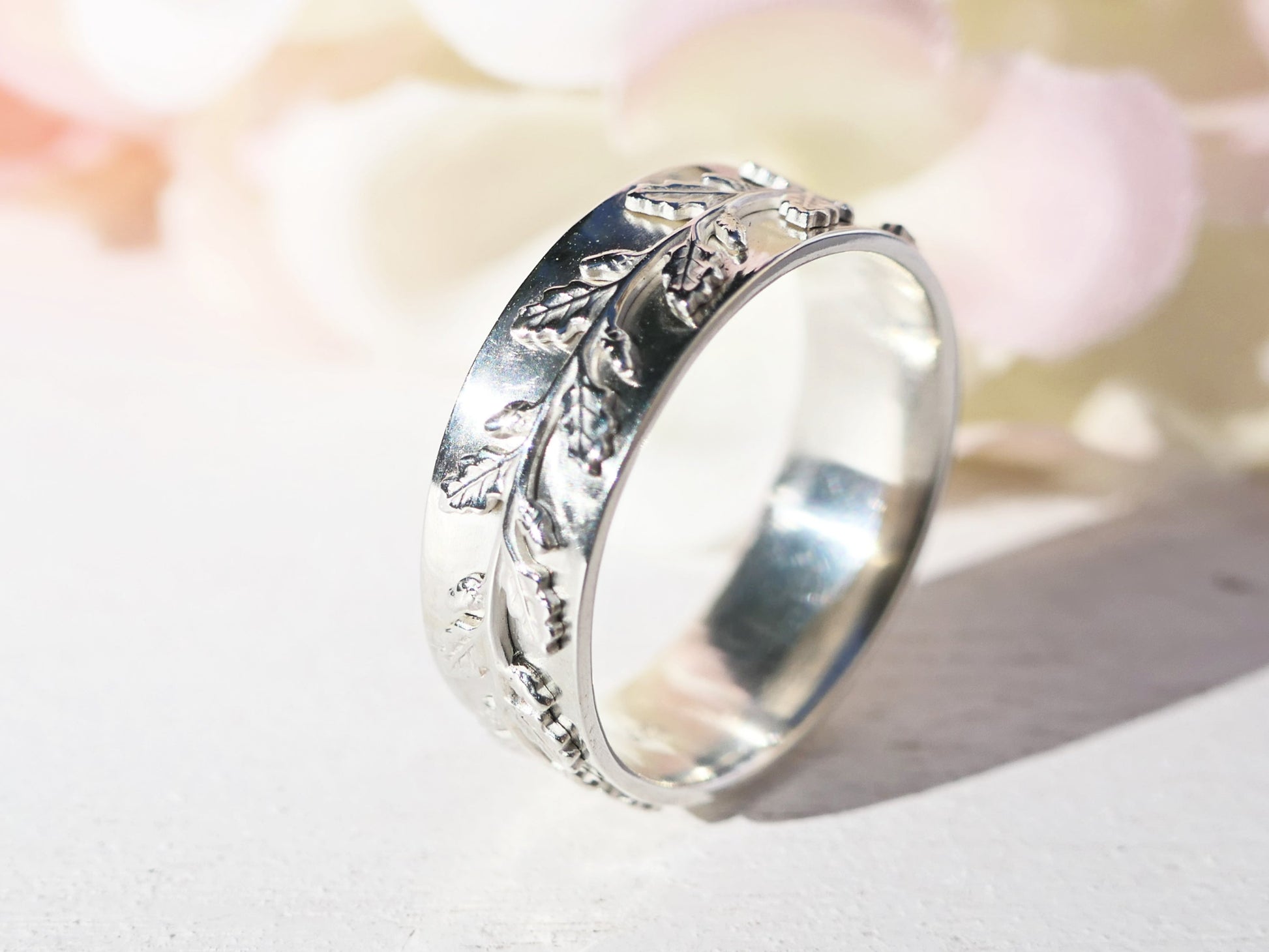 handmade leaf engagement ring nature inspired wedding band