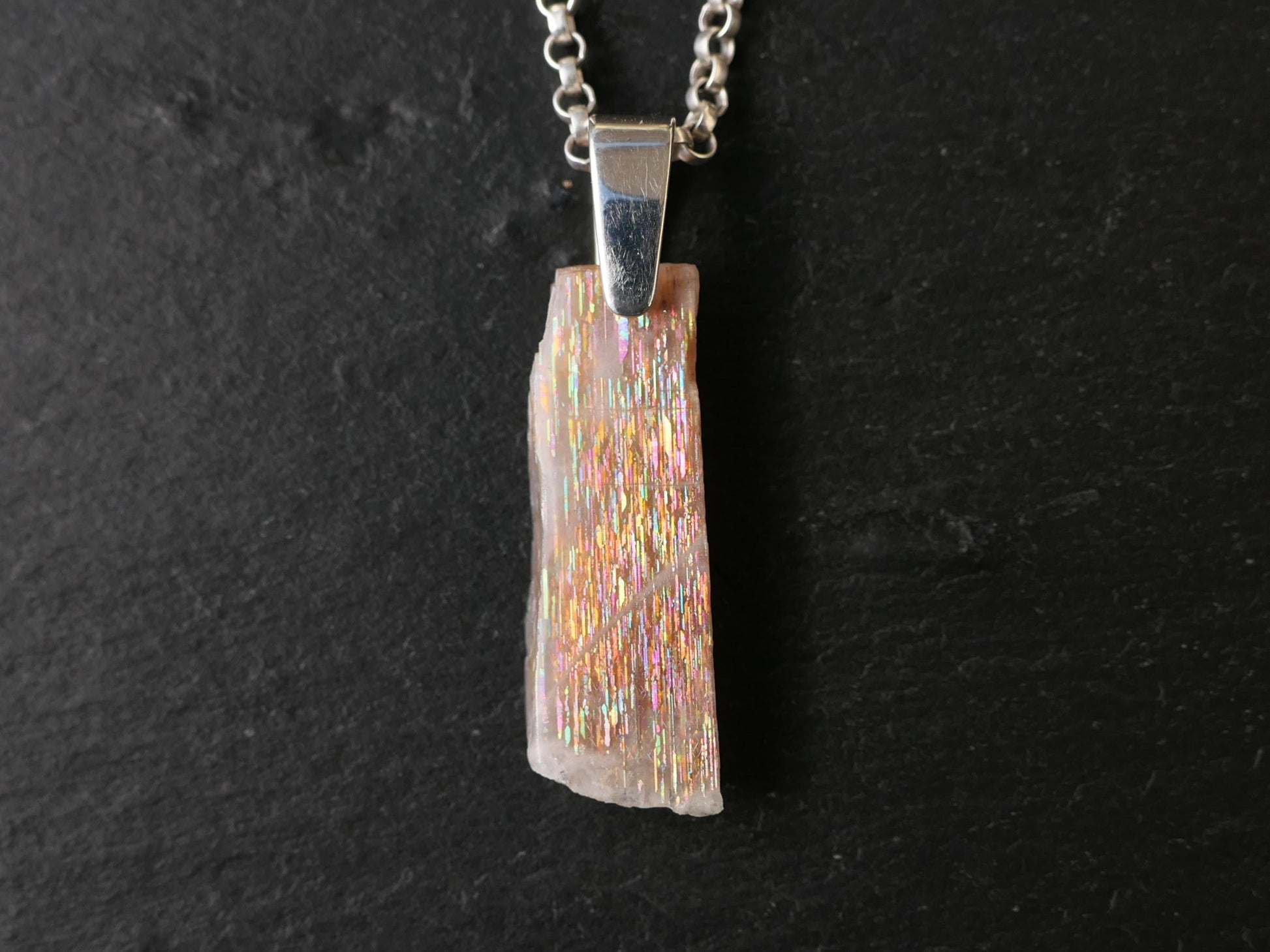 minimalist Meteor Shower Sunstone necklace